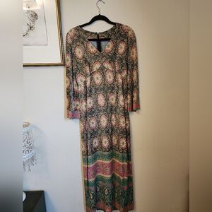 Small medium 60s lurex hostess dress vintage sparkle glitter maxi hippie boho